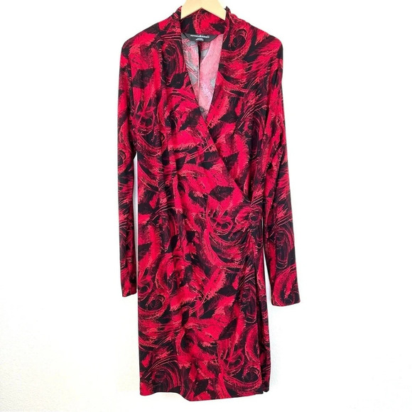 Norma Kamali Long Sleeve Side Drape Dress Soft Stretchy Knit Red Black Size XXL - Picture 1 of 15